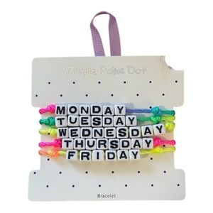 Days of the Week Girls Kids 5 Color String Letter Bracelets NEW